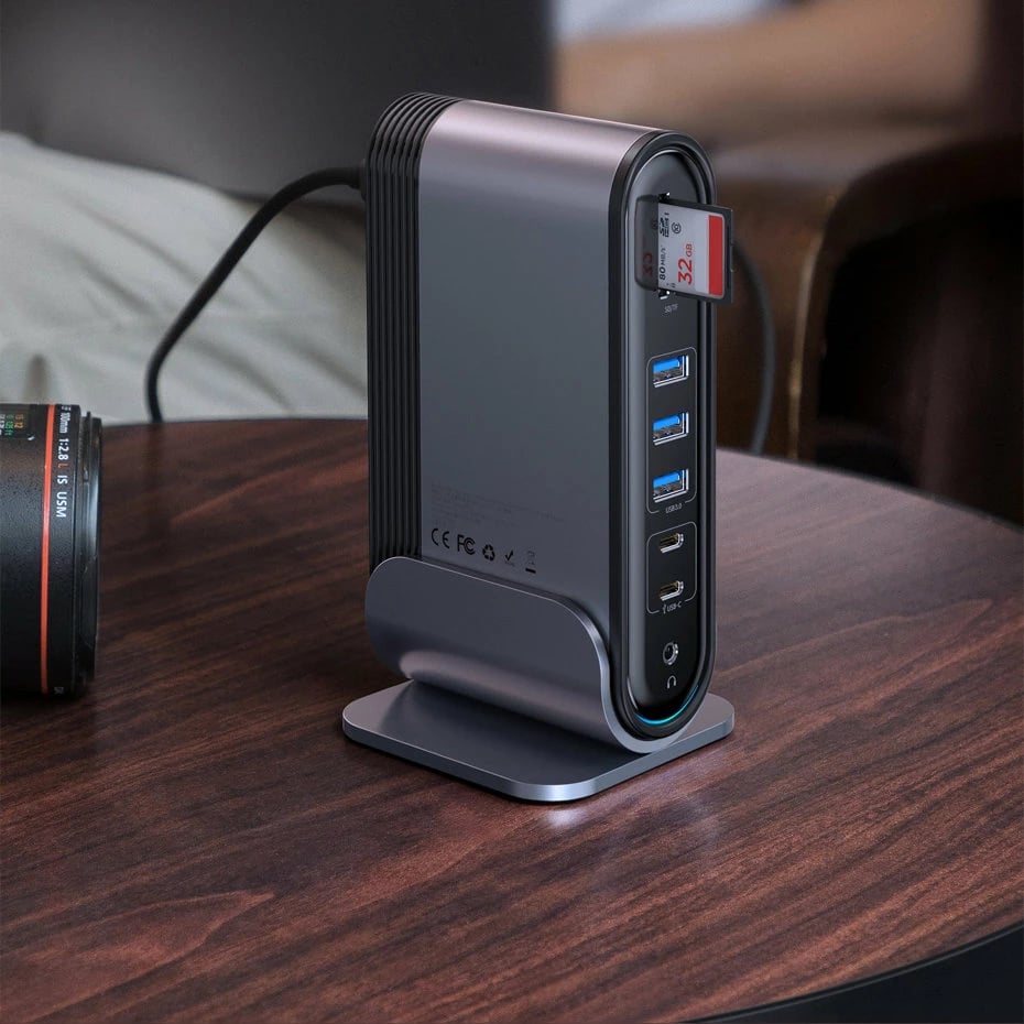 Kasë HUB multifunksional Baseus CAHUB-DG0G, 16 porta, 100W, Gri