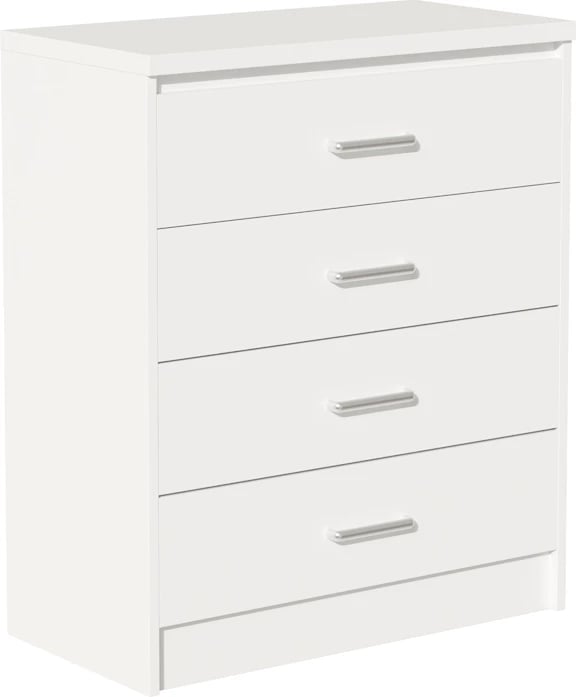 Komodë me 4 sirtarë Olympus, ngjyrë e bardhë, 80x40x95