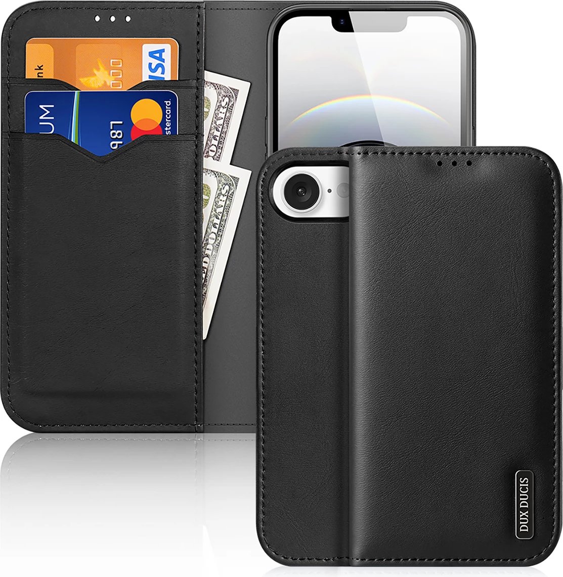 Mbështjellës Dux Ducis Hivo për iPhone 16e, me kapak dhe mbrojtje RFID, e zezë
