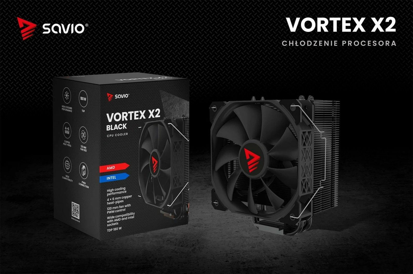 Ftohës procesori Savio Vortex X2 Black, 120 mm, 4-pin, për Intel/AMD, i zi Ftohës procesori Savio Vortex X2 Black, 120 mm, 4-pin, për Intel/AMD, i zi