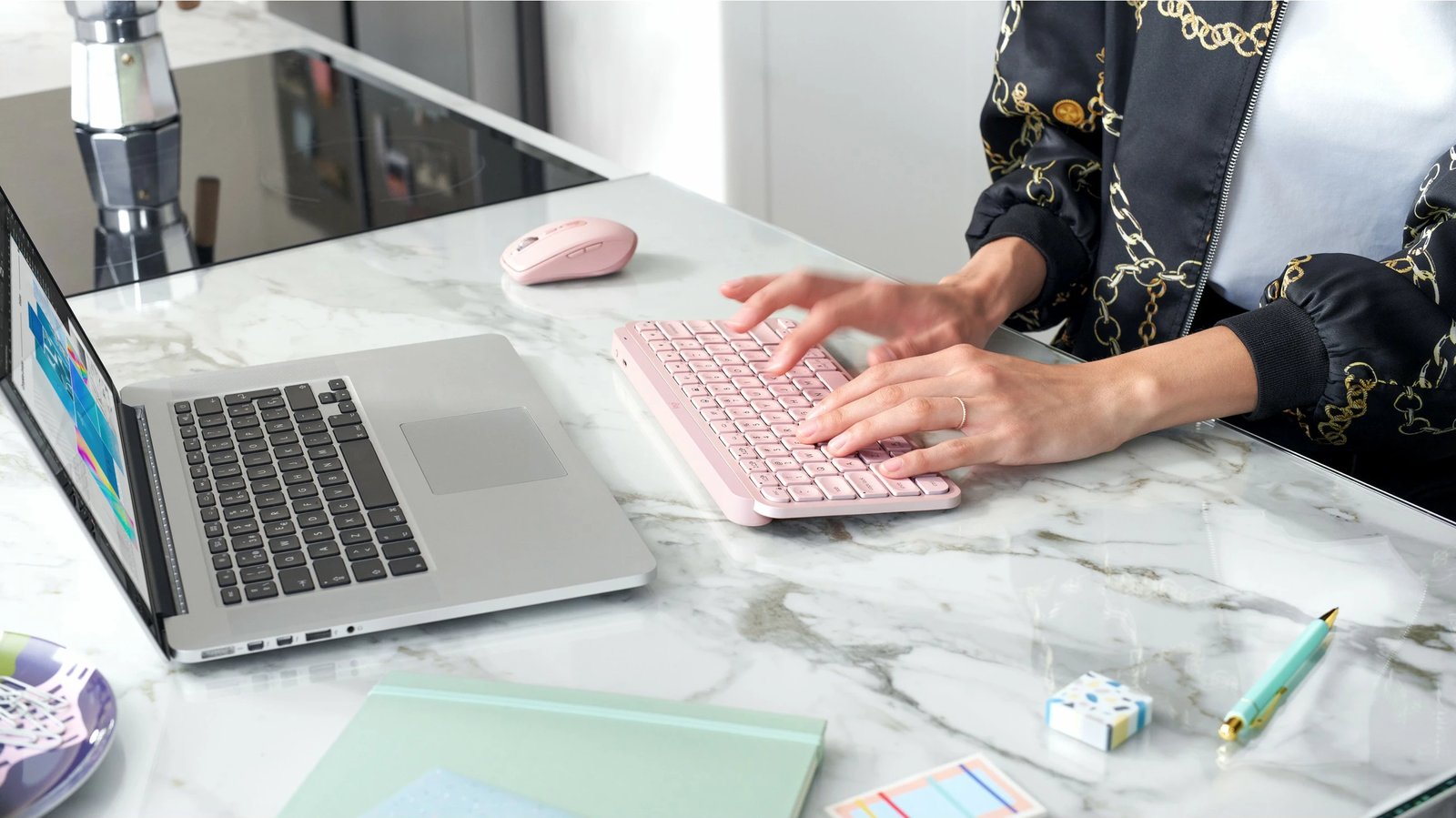 Tastierë wireless Logitech MX Keys Mini, me ndriçim, rozë