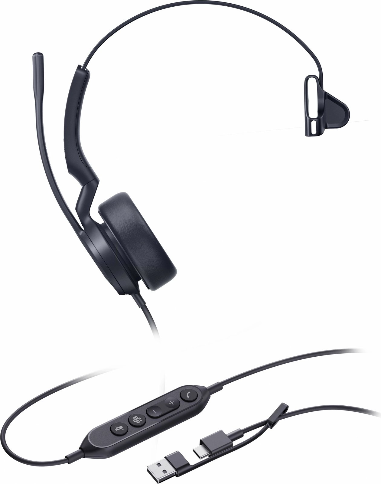 Kufje Yealink UH44 Mono Teams, USB-C/A, e zezë