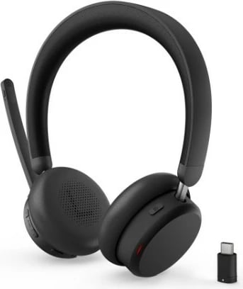 Kufje pa tela me dy modalitete, Lenovo 6550 4XD1S19778, ANC/ENC, Bluetooth 5.3 dhe USB-C receiver, 60 orë, Teams, e zezë