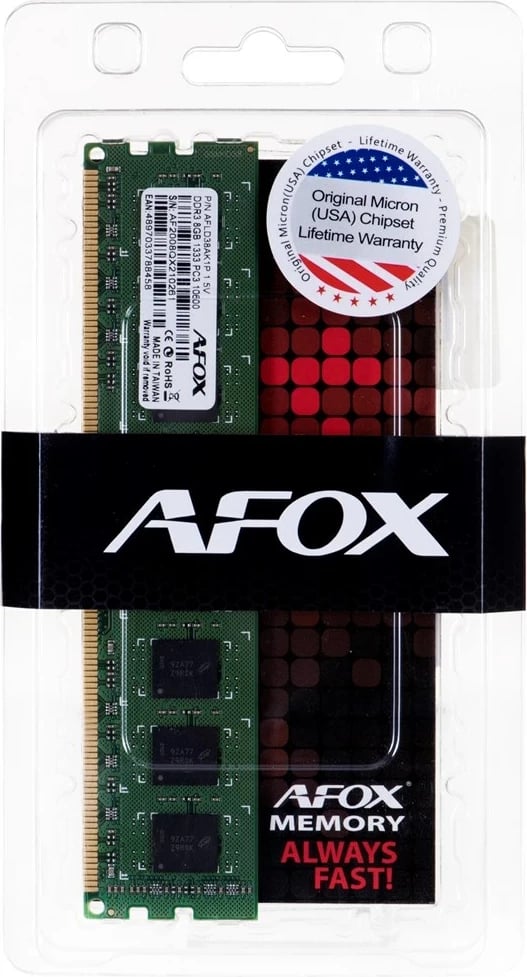 RAM Memorje AFOX DDR3 8GB 1866MHz, Gjelbër
