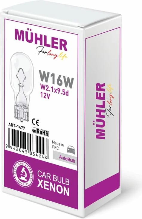 Lampa 12v W16w T15 W2,1x9,5d Pa Fasung Kuti  Muhler