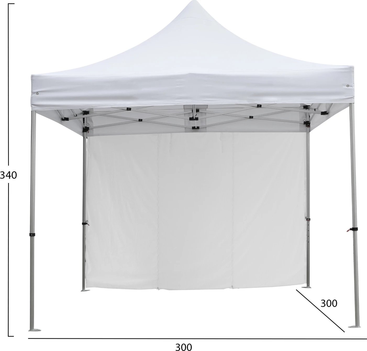 Tendë e rëndë me mure anësore, CRESSEN FH21097, e palosshme, kornizë alumini, ngjyrë argjendi, e bardhë, 3x3x3,4Hm