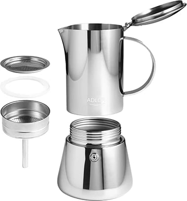 Kafeteri espresso Adler AD 4419 350 ml çelik inox argjend