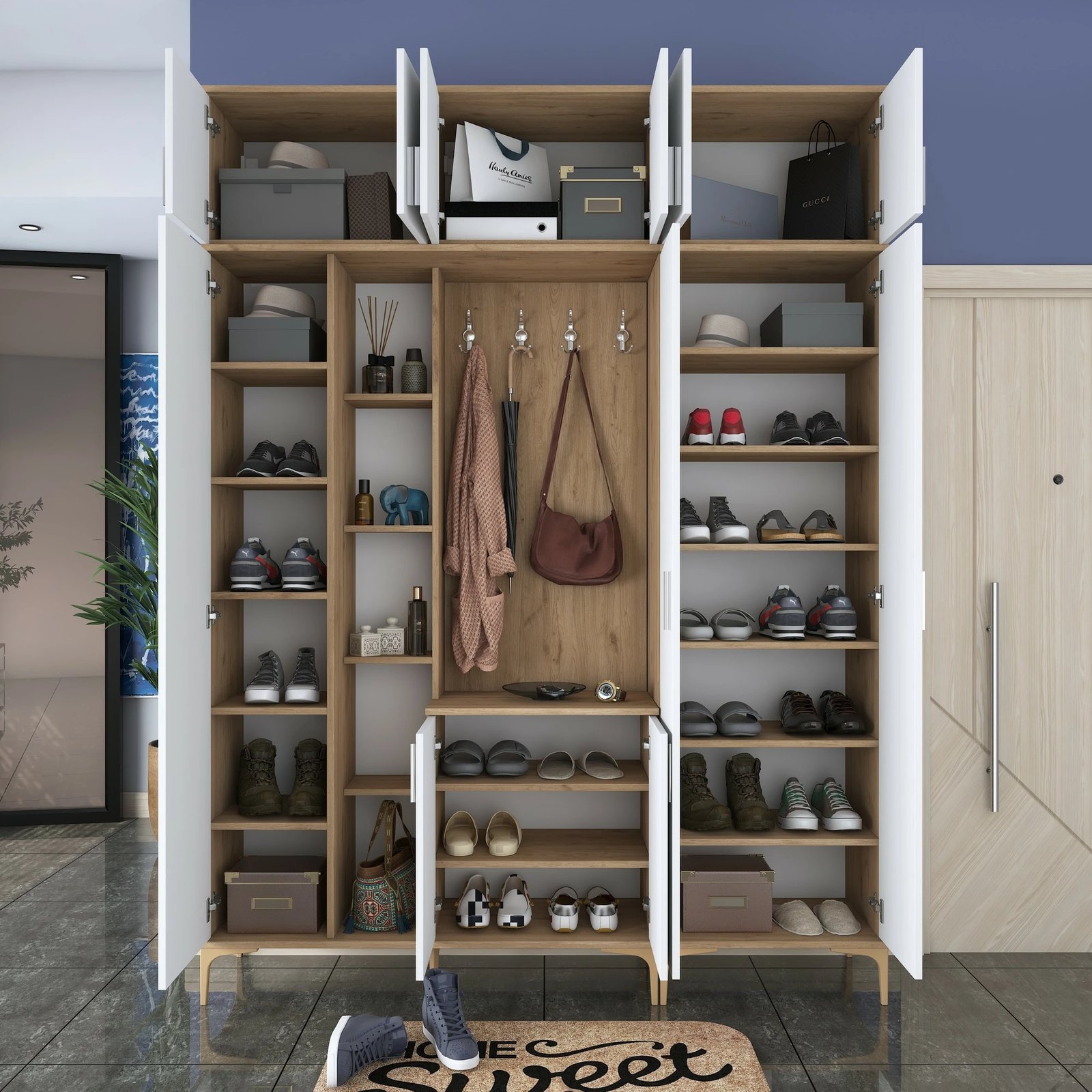 Stendë korridori Skye Decor, ngjyrë arrë dhe e bardhë, EA128 - 2795