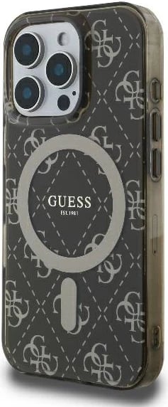 Mbështjellës Guess IML 4G Background MagSafe për iPhone 16 Pro Max, Kafe