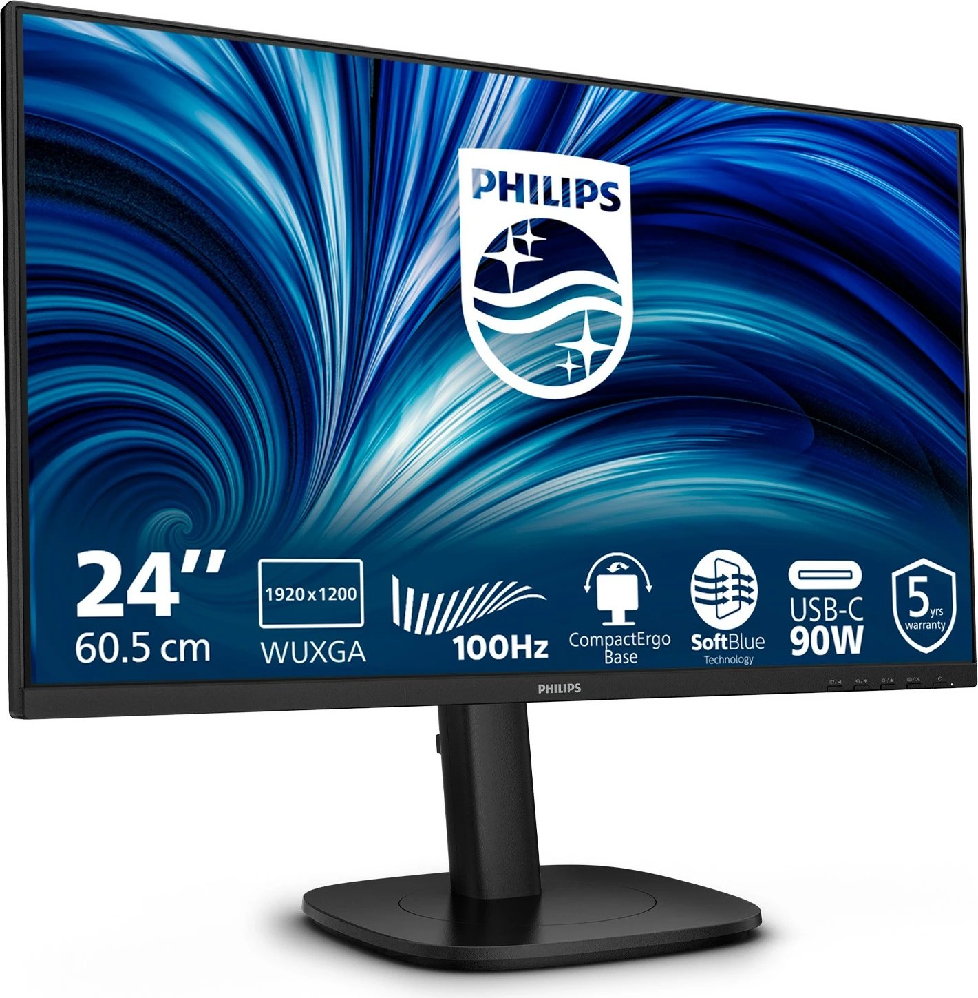 Monitor Philips 24B2U3301D, 24 inç, Full HD, 120Hz, HDMI, DP, USB-C, zi
