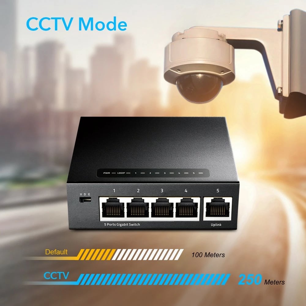 Switch rrjeti Cudy GS105, 5 porta Gigabit, kasë metalike