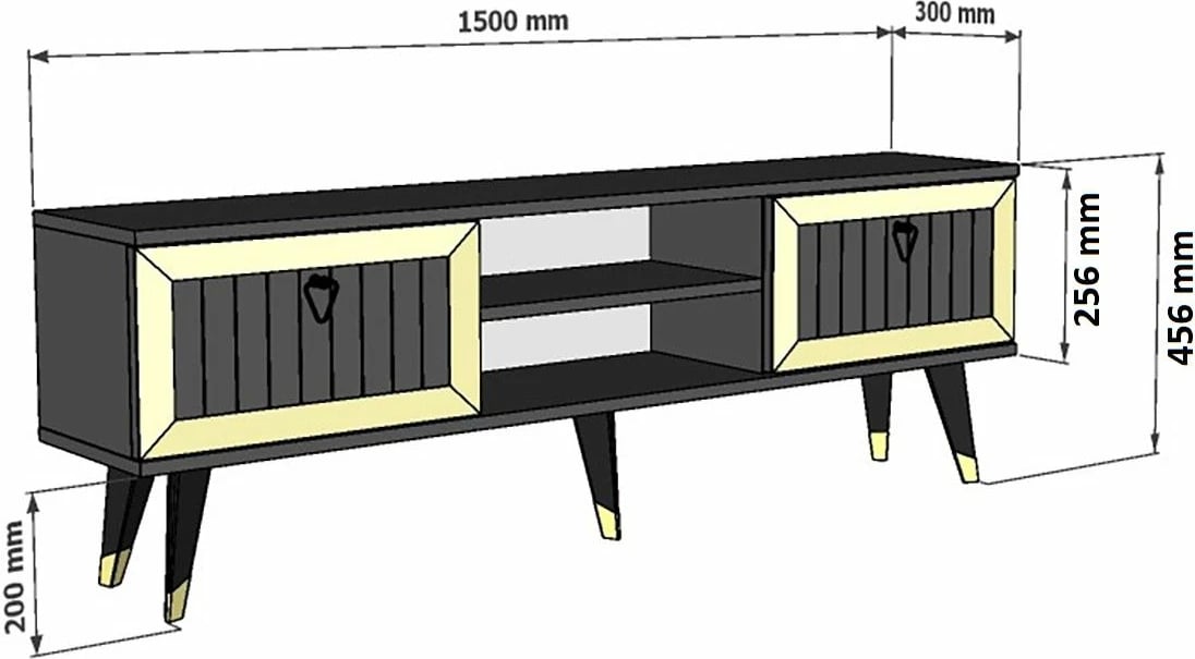 Komodë për TV, Skye Decor, ngjyrë antracit dhe ari, Lidya