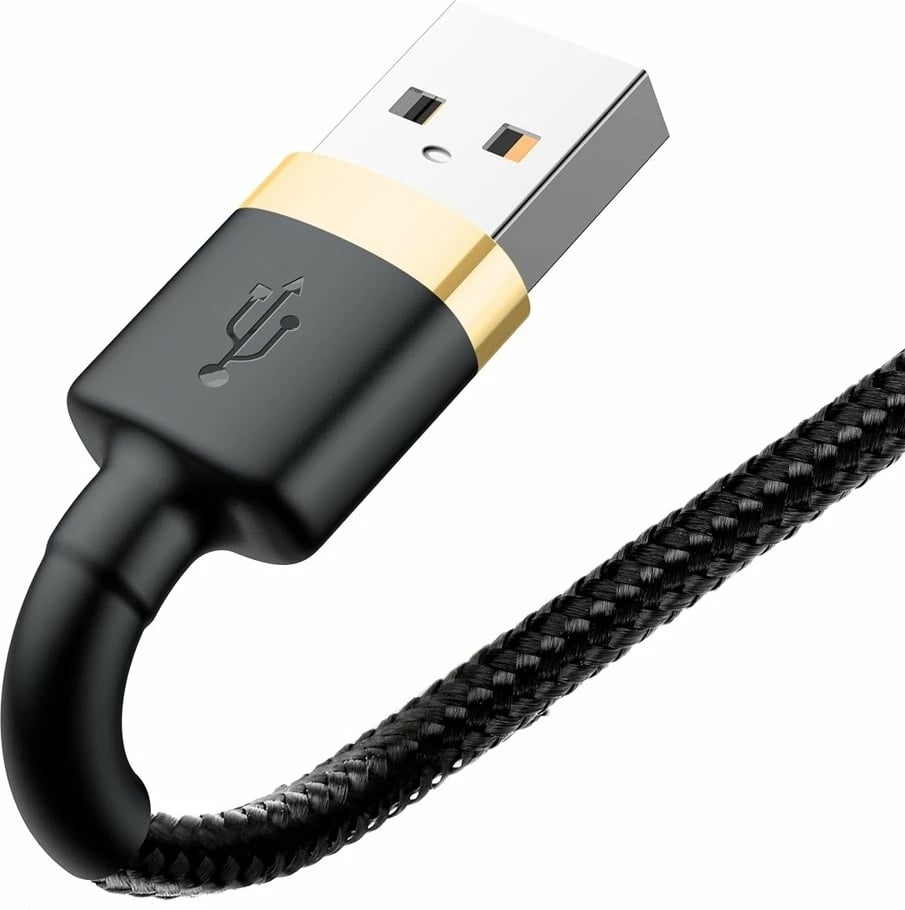 Kabllo Baseus Cafule CALKLF-RV1 USB-A në Lightning, 3m, 2A, QC 3.0, e zezë/artë