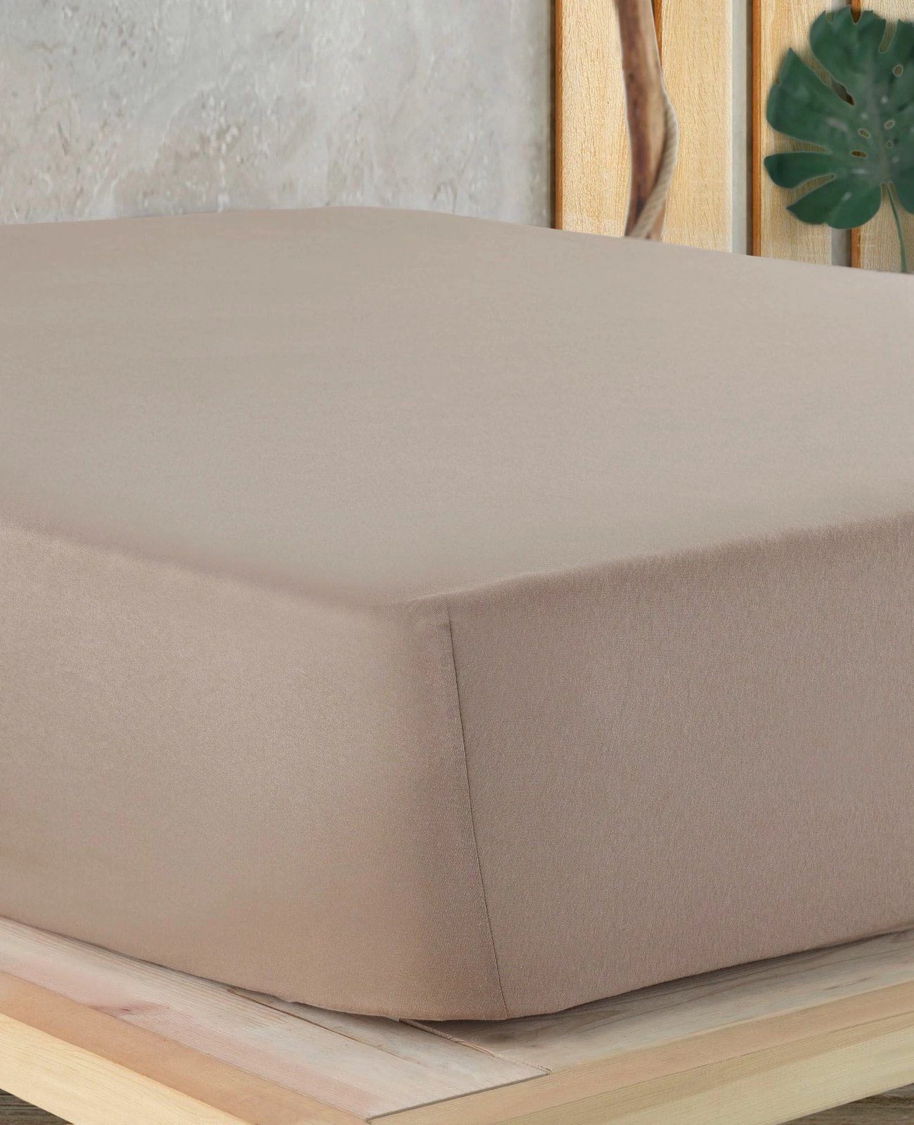 Çarçaf i shtrënguar jersey për krevat queen, ngjyrë kapuçino, L'Essentiel Linge de Maison