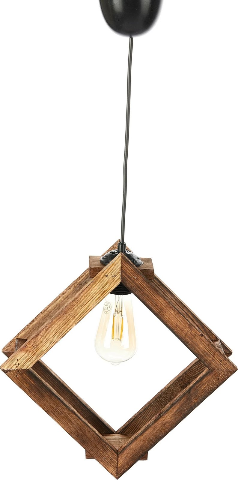 Llambë tavani Opviq, formë katrore, ngjyrë kafe, trup druri