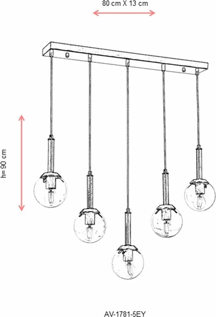 Kandil tavani Opviq, AV-1781-5EY, ngjyrë antike, 5 llamba