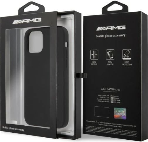 Mbështjellës Mercedes AMG Silicone Big Logo për iPhone 12 Pro Max, i zi