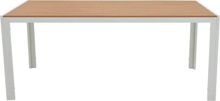 Tavolinë me karrige për terasë Nares-Azelie B set prej 7 copë ngjyrë e bardhë alumini dhe dru i përbërë në hije natyrale 180x90x72.5cm