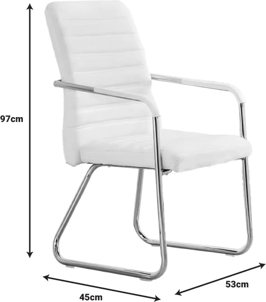 Karrige mysafirësh e grumbullueshme Sefine, ngjyrë bardhë pu-krom, 53x45x97cm