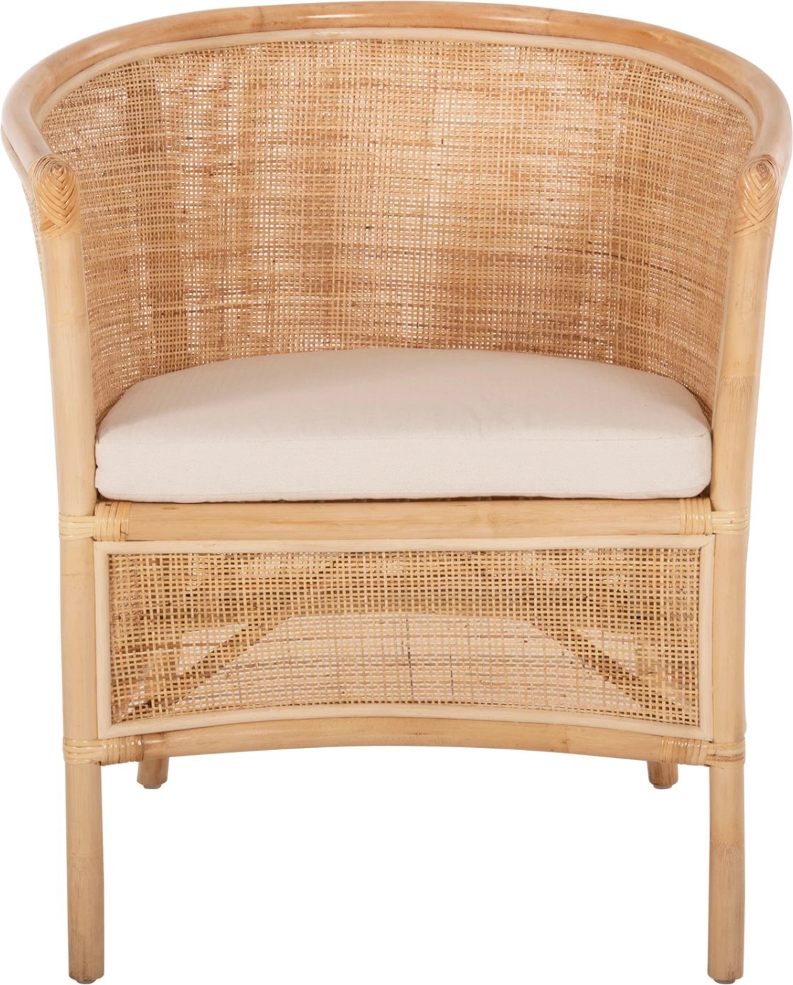 Karrige pa krahë APRON FH9818, ratan i shpuar, ngjyrë natyrale, jastëk i bardhë, 75x70x85H cm