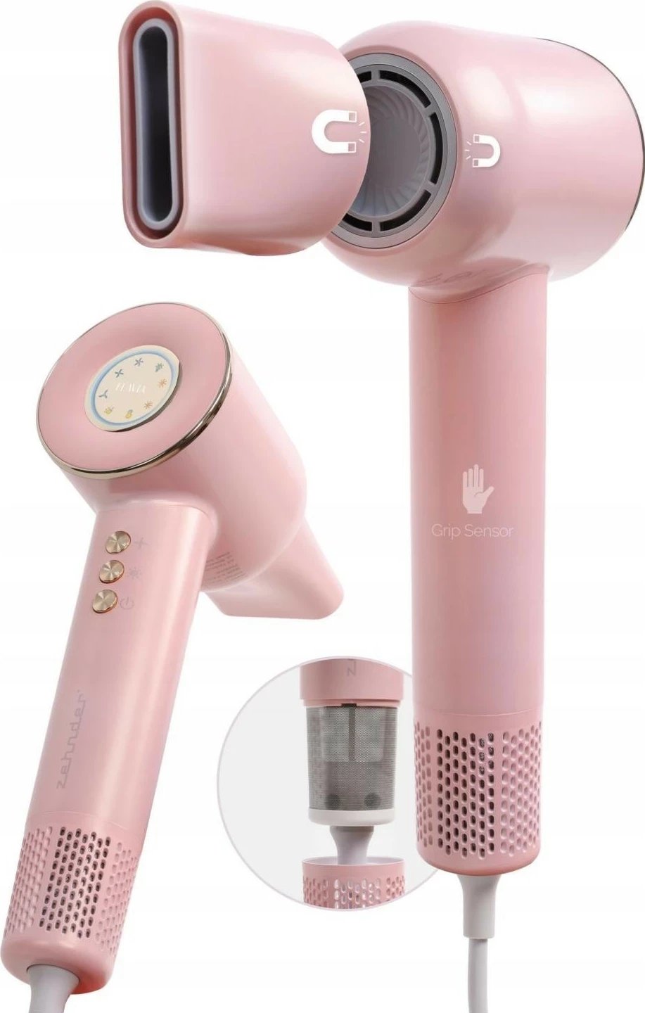Tharëse flokësh Zehnder Flavia S1000R, 1600W, rozë