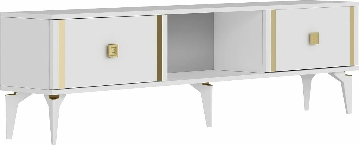 Komodë TV Skye Decor, e bardhë, e artë, Doruk