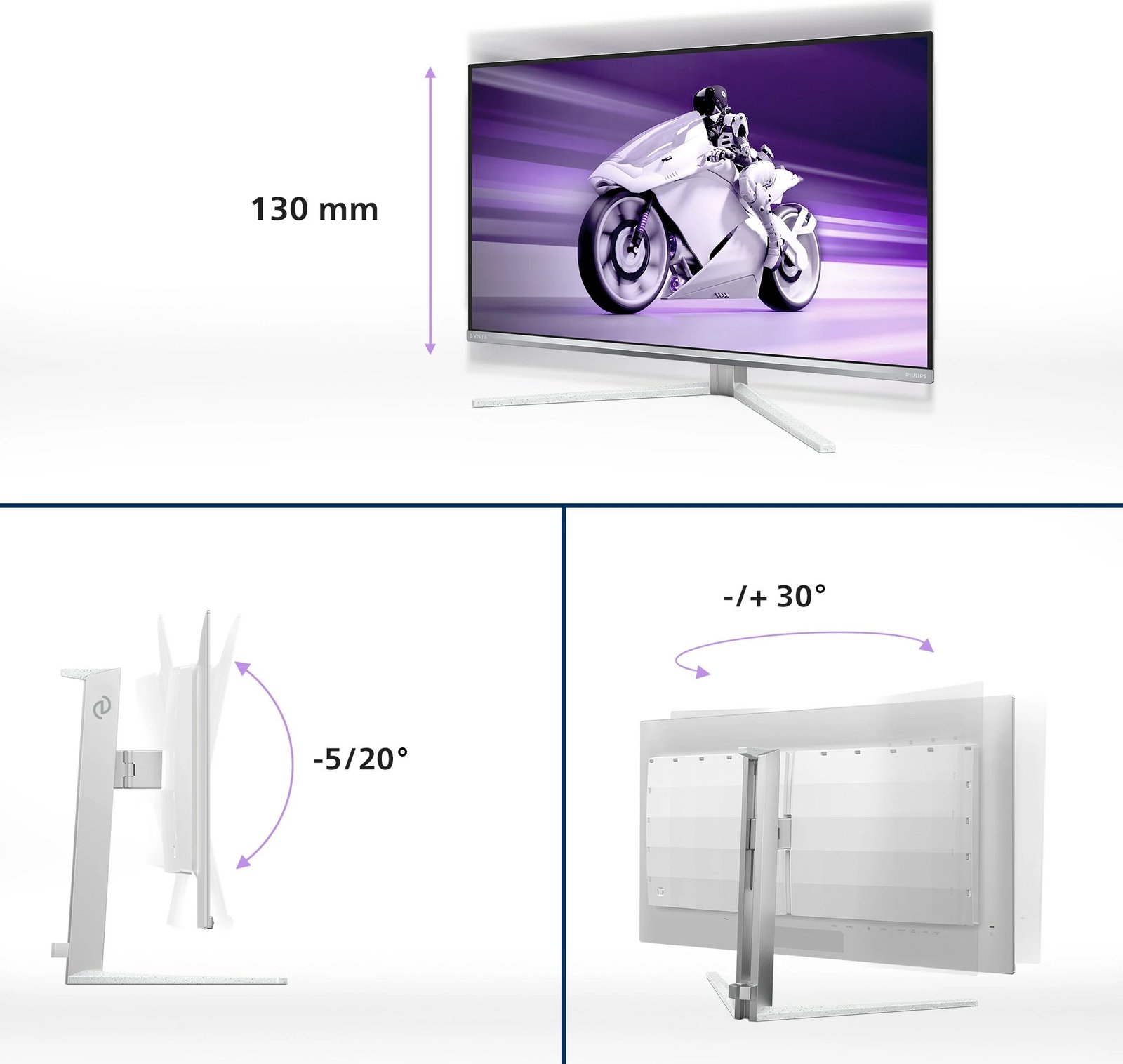 Monitor Philips 32M2N8900, 31.5 inç, QD-OLED, 4K, FreeSync, i bardhë