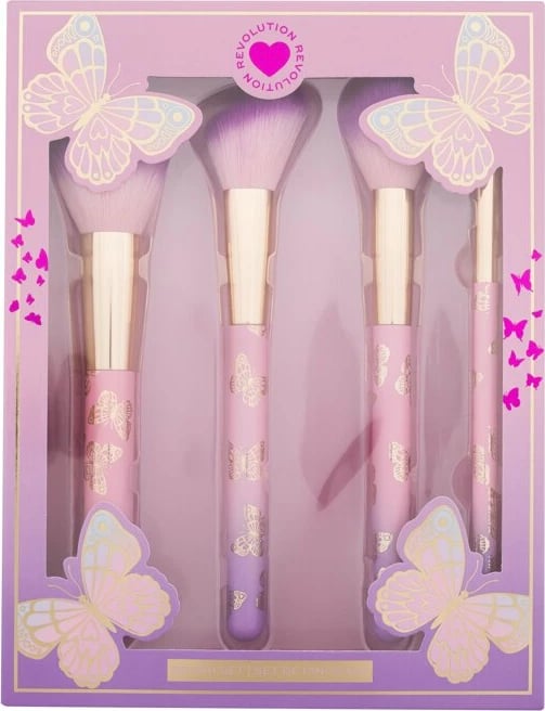 Set brushash për grim I Heart Revolution Butterfly për femra rozë, ari 1 copë