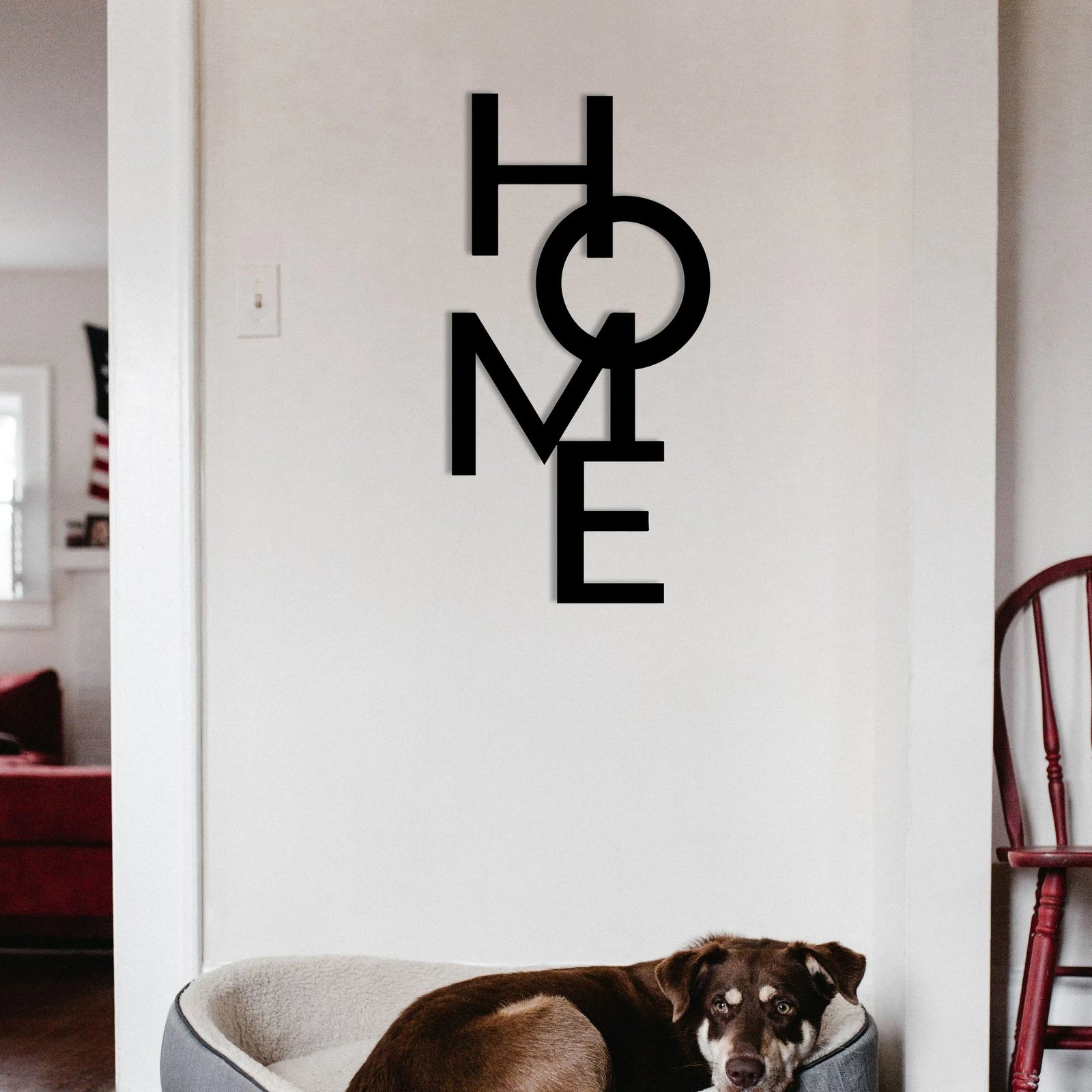 Aksesor dekorativ metalik për mur, Wallity, Home 5, ngjyrë e zezë, 34.5x68cm