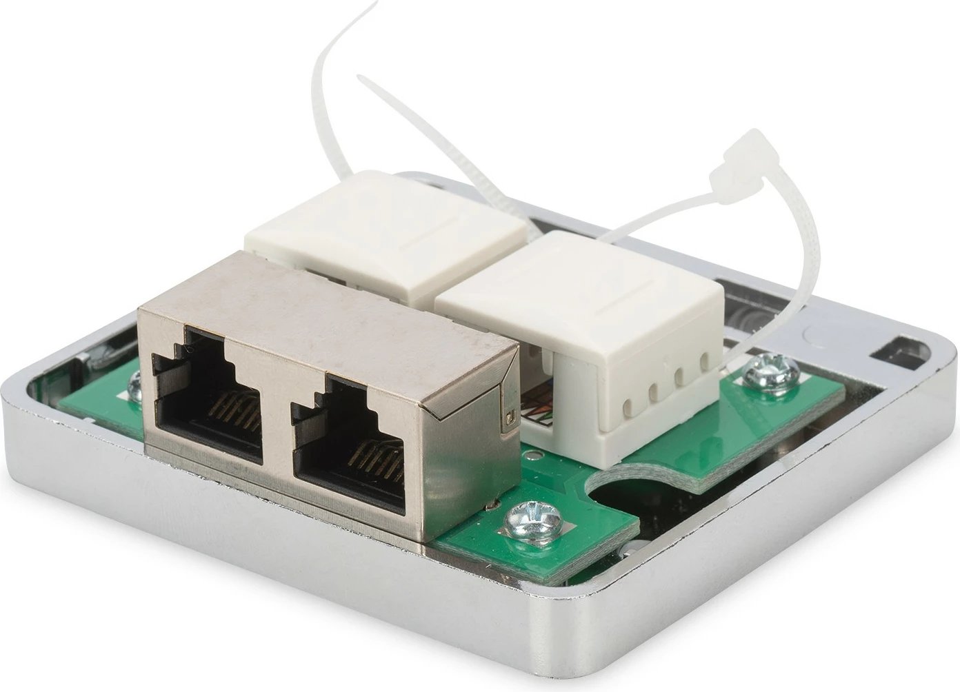Dozë rrjeti Digitus Cat6a 2xRJ-45, argjend