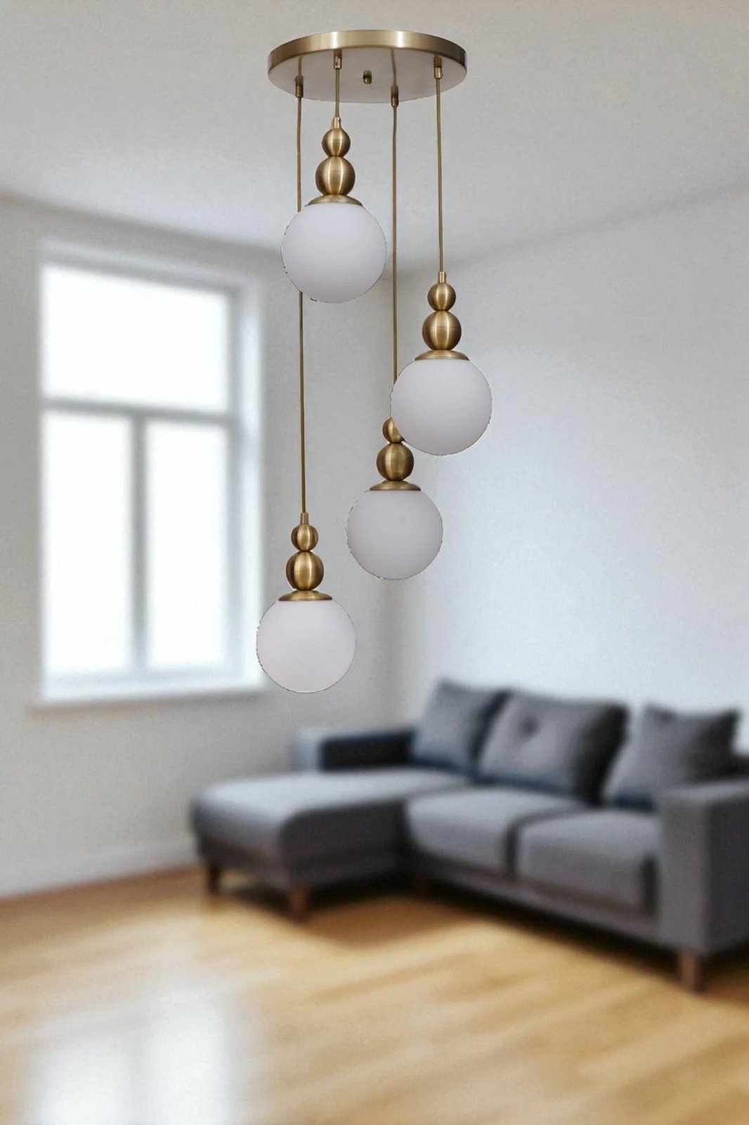 Llambadar Opviq, 9050-4, metal e qelq, ngjyrë e bardhë dhe ari