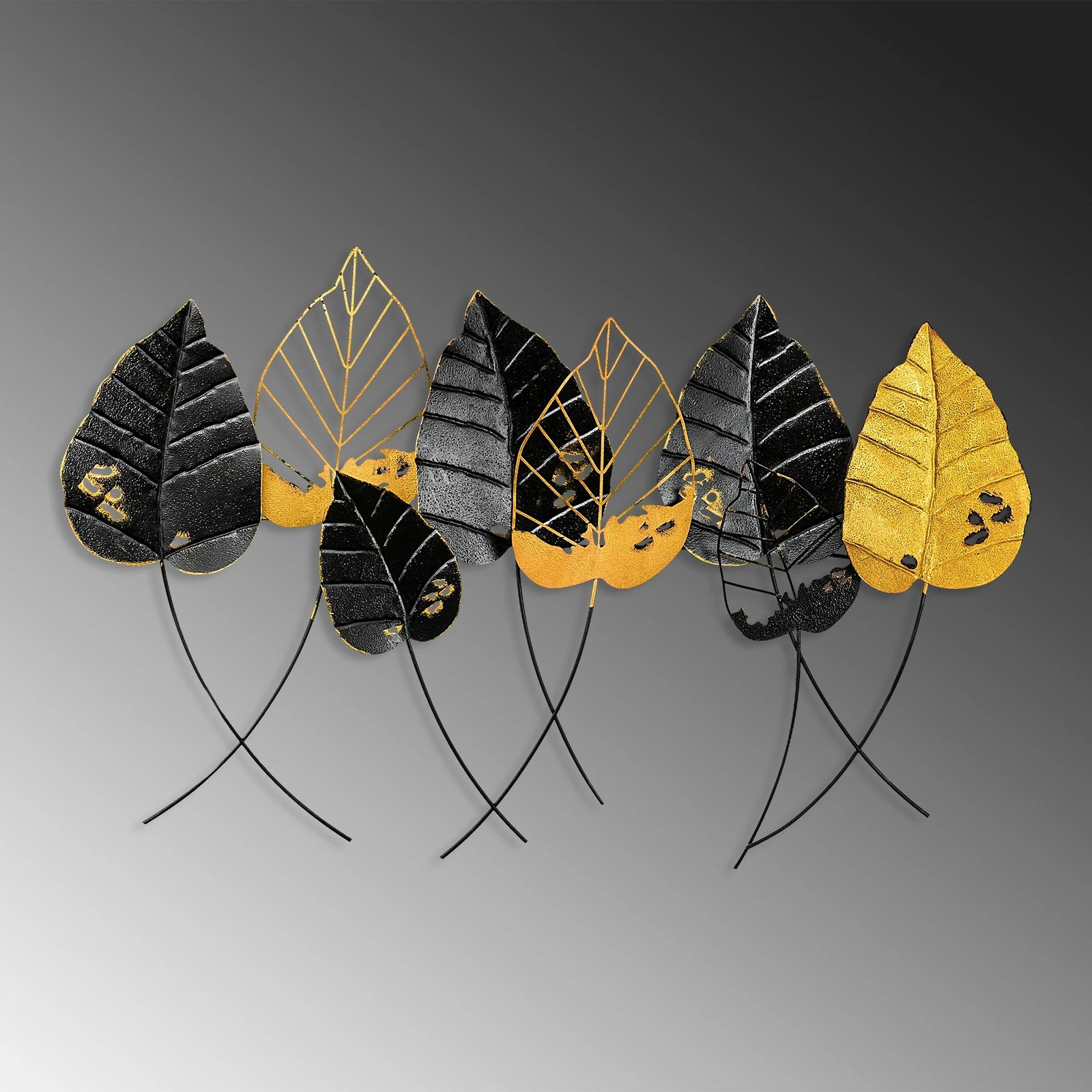 Aksesor dekorativ muri prej metali, Wallity, gjethe të derdhura, shumëngjyrëshe, 67x112cm