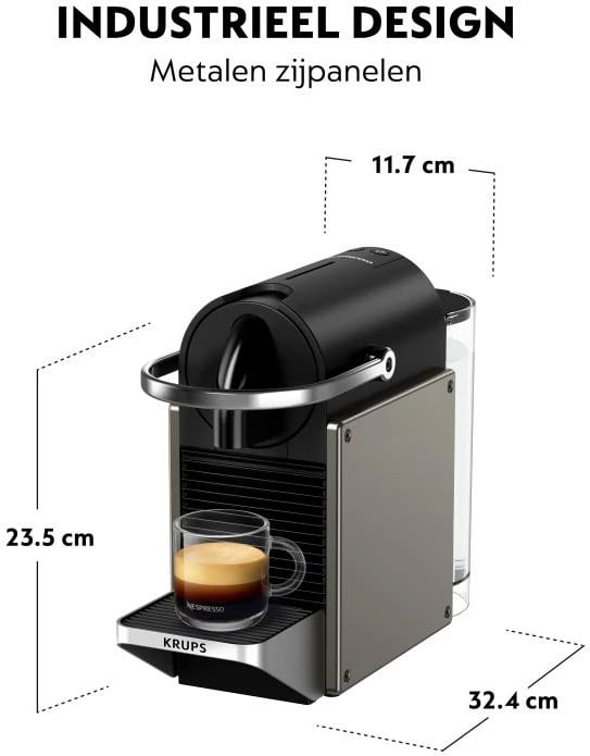 Aparat kafeje me kapsula, Krups Nespresso Pixie XN306T, 19 bar, depozitë uji 0.7 L, Titan/Black