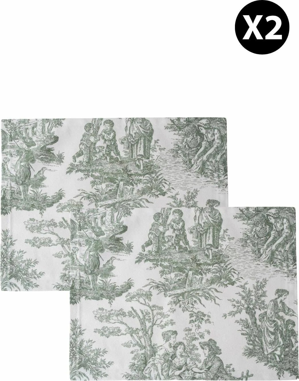 Set mbrojtës tavoline (2 copë), Evila Originals, BST056, jeshile dhe e bardhë