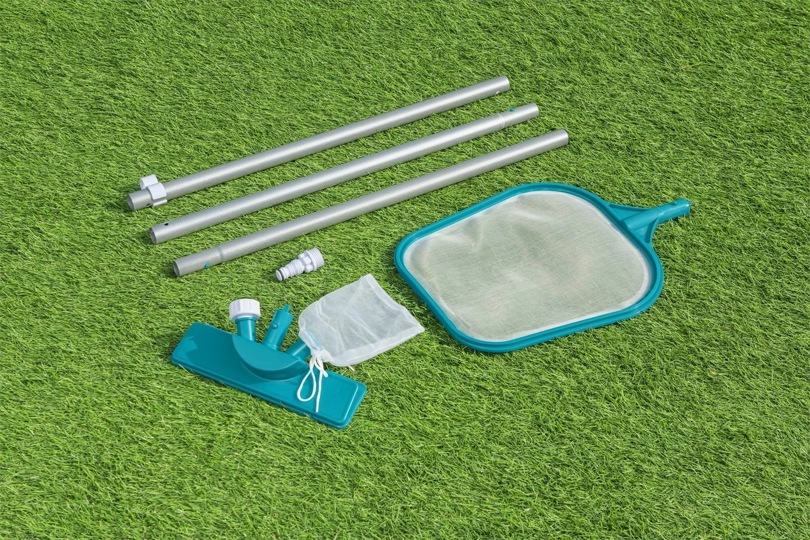 Set mirëmbajtje pishine Bestway AquaClear me fshesë vakumi dhe rrjetë, kaltër Set mirëmbajtje pishine Bestway AquaClear me fshesë vakumi dhe rrjetë, kaltër