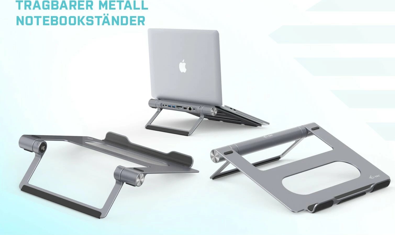 Stand ftohës me docking station I-Tec, Metal, USB-C, deri 15.6 inç, gri