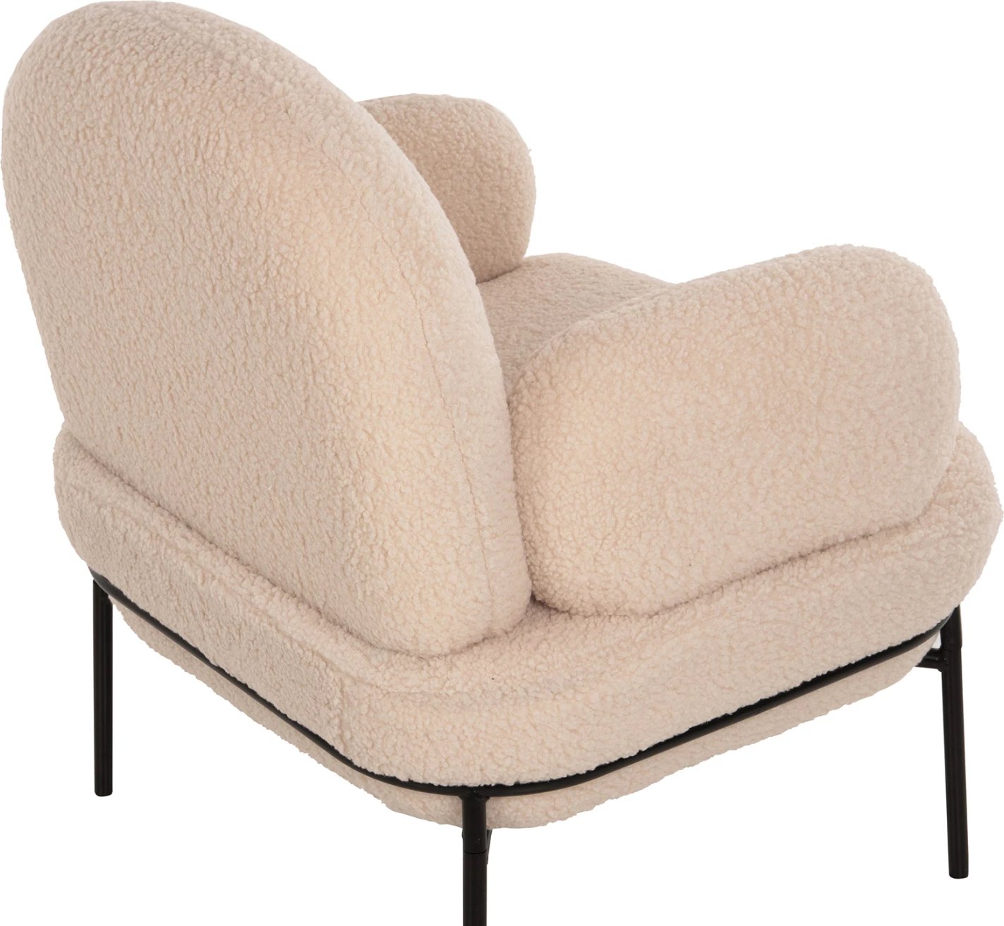 Fotelje AGNES FH9525.20, pëlhurë boucle ecru, këmbë metalike të zeza, 74x71x83H cm.