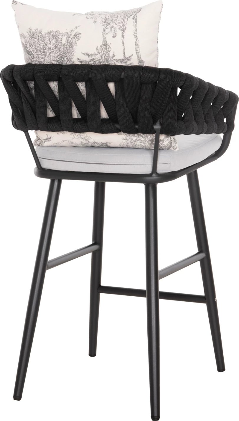 Karrige për bar alumini CAMDEN FH6142.01, ngjyrë antracit, me jastëk mbrapa ecru me dizajn print, 56x60x108H cm