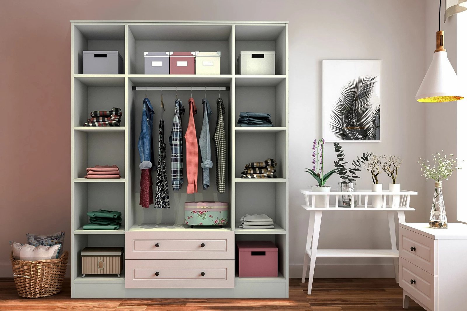 Dollap rrobash, ngjyrë e bardhë mat, Skye Decor, RB-012, 140x180x52 cm