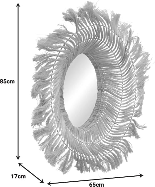 Pasqyrë Inart abaca ngjyrë natyrale 65x85x17cm