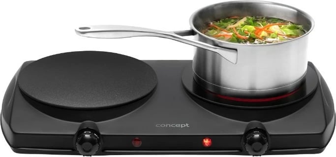 Shporet elektrik me dy pllaka, Concept VE3060, 2500 W, pllaka qeramike 19.2 cm, rregullim temperature, i zi