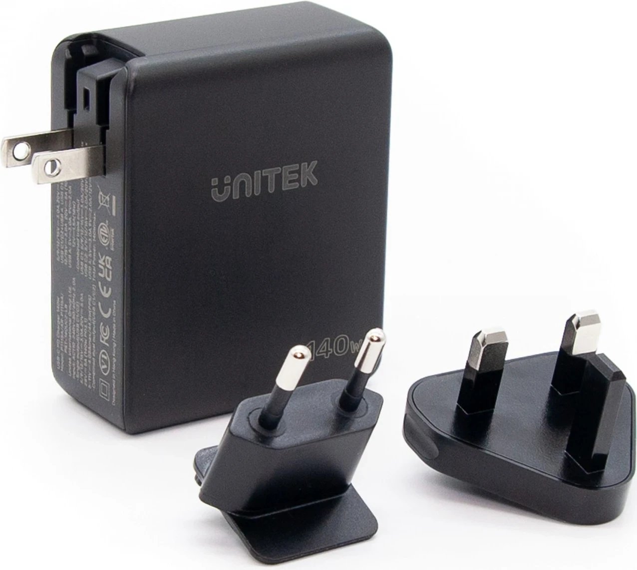 Karikues Unitek GaN me 3 porta, 140W, ngjyrë e zezë