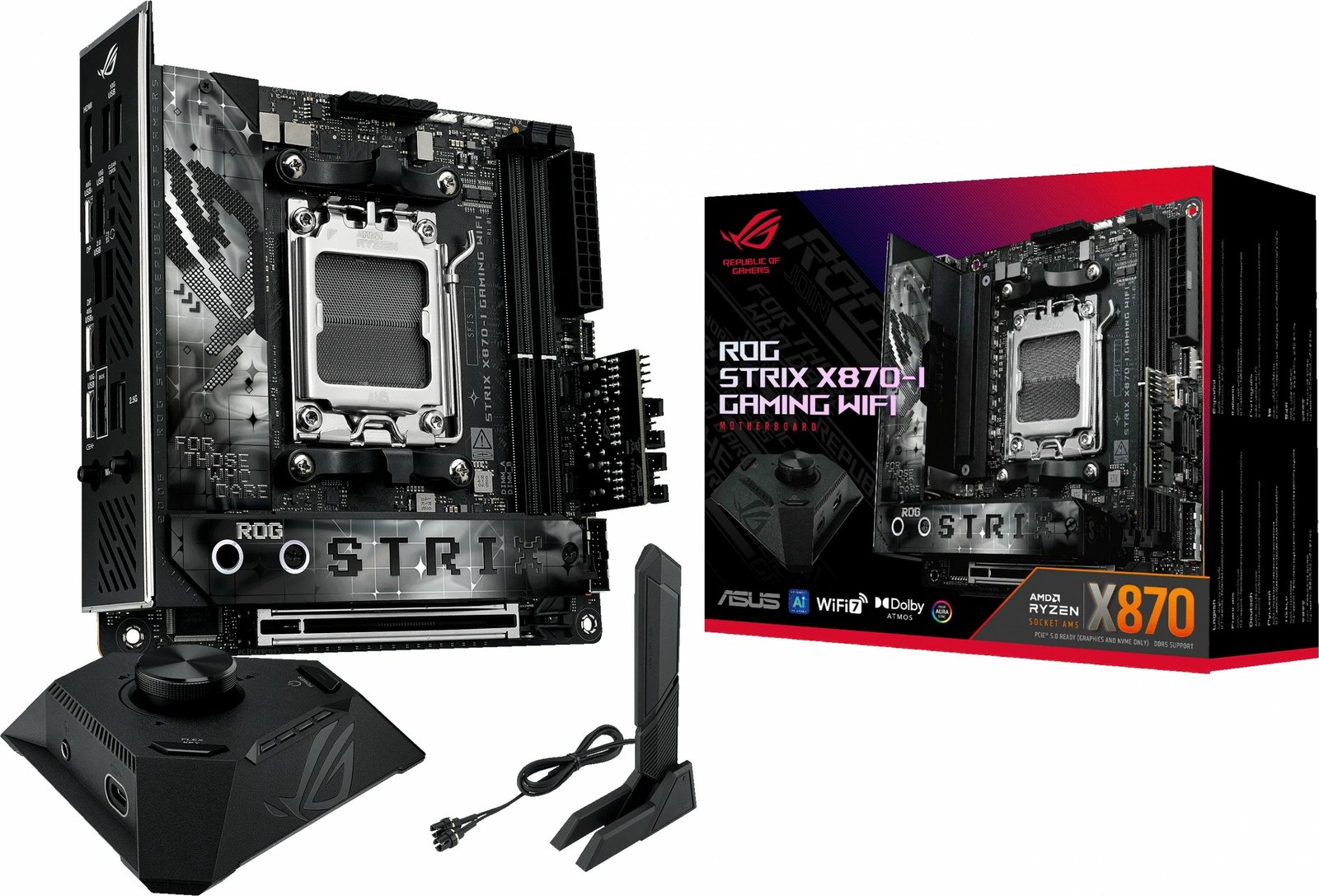 Pllakë amë ASUS ROG STRIX X870-I GAMING WIFI, Socket AM5, AMD Ryzen 7000/8000/9000, DDR5, mini ITX