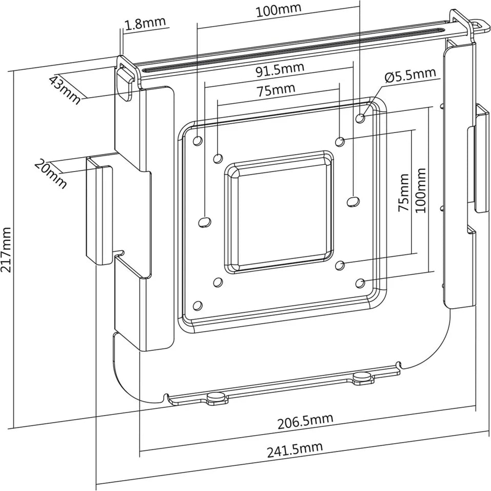 Mbajtës Maclean MC-473 për Mac Mini, VESA 75x75 100x100, Bardhë