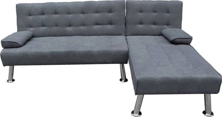 Kënd divan krevati, pëlhurë ngjyrë antracit, 200x146x75cm