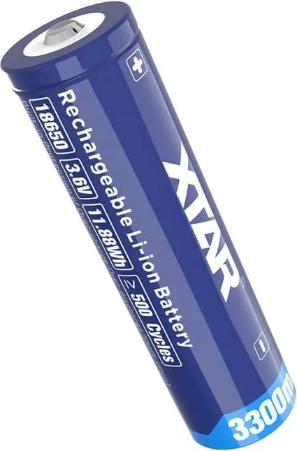 Bateri rikarikueshme XTAR 18650, 3.6V, 3300 mAh, Li-Ion, Blu