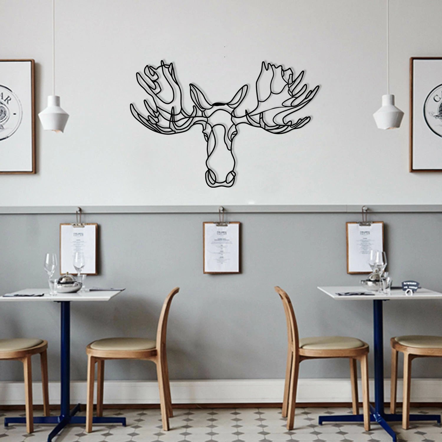 Aksesor dekorativ metalik për mur, Wallity, Vaveyla 2, ngjyrë e zezë, 70x47cm