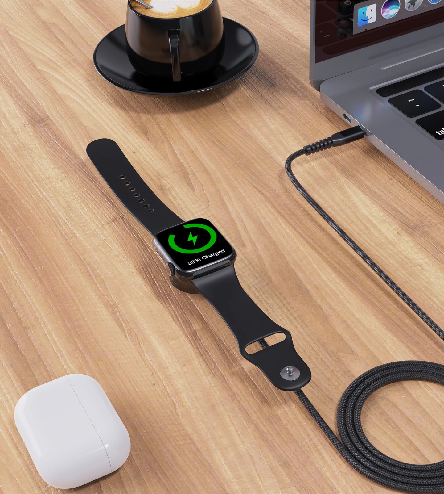 Karikues wireless Choetech T319 për Apple Watch, 5W, USB-C, i zi