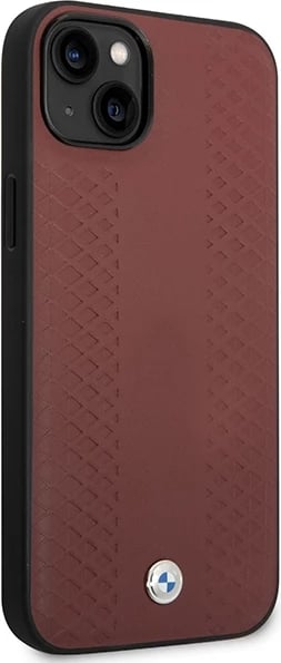 Mbështjellës BMW BMHCP14S22RFGR për iPhone 14 6.1", lëkurë, Diamond Pattern, e kuqe burgundy