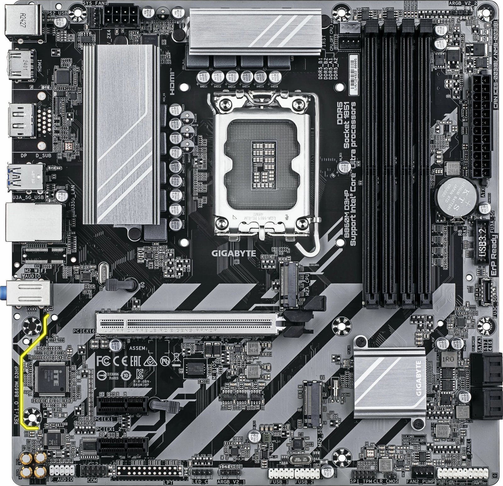Pllakë amë Gigabyte B860M D3HP, LGA 1851, DDR5, 2x M.2, PCIe 4.0, micro ATX